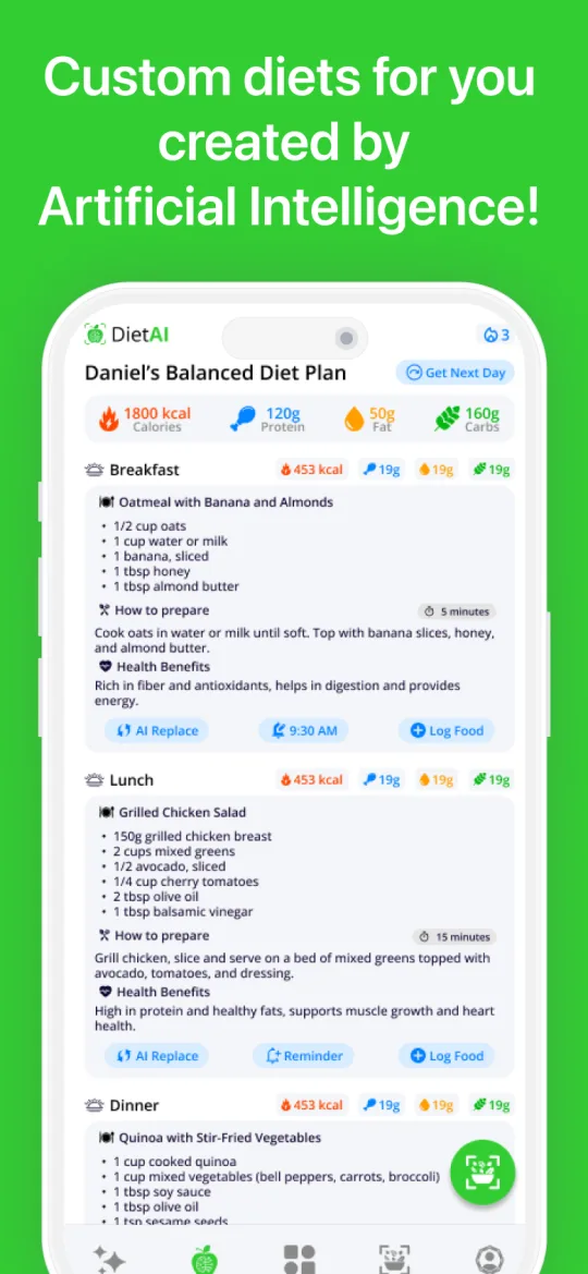 DietAI Screenshot - Calorie Tracking