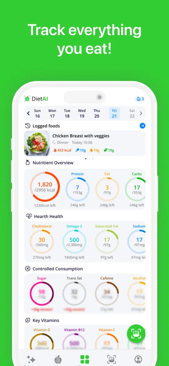 DietAI Screenshot - Nutrition Dashboard
